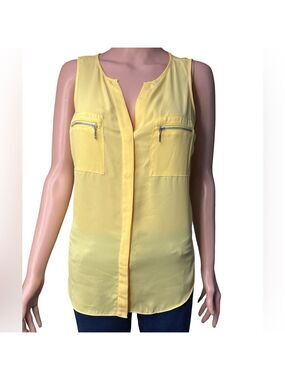 INC International Concepts Sleeveless Yellow Button up Blouse Size 6 NWOT